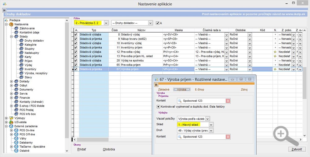 Nastavenie pre realiz&aacute;ciu v&yacute;roby - odpis z in&eacute;ho skladu ako bol realizovan&yacute; predaj.