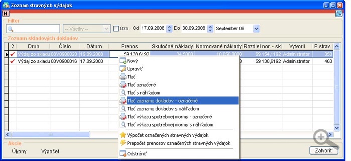 Zoznam stravných výdajok - pravý klik zoznam-stravnych-vydajok-rclick