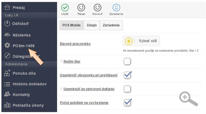 Nastavenie zariadení v menu iKelp POS Mobile