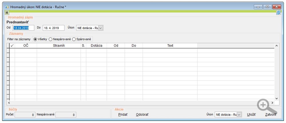 Hromadný úkon - zrušenie dotácie Hromadný úkon - zrušenie dotácie