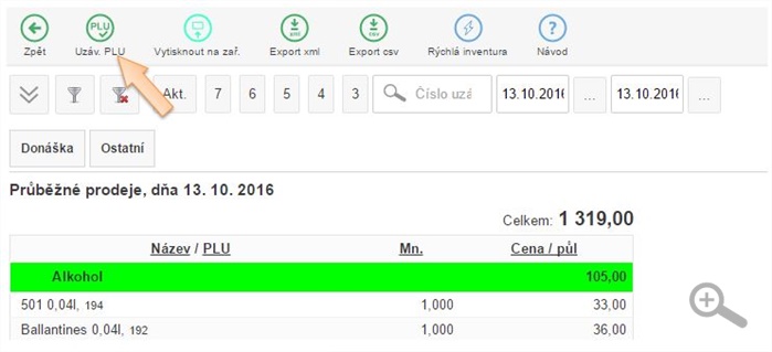 Vytvoření nové PLU Uzávěrky v iKelp POS Mobile