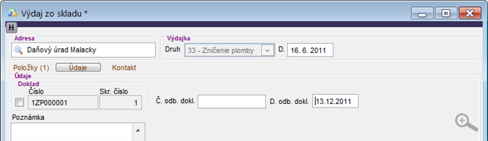 Výdaj poškodených plomb - nastavenie dátumu poškodenia Výdaj poškodených plomb - nastavenie dátumu poškodenia
