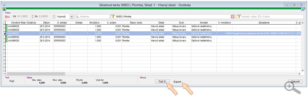 Možnosť tlače / exportu v&yacute;kazu v zozname pl&ocirc;mb