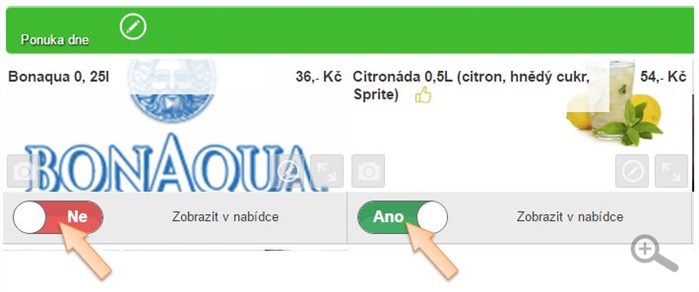 Nastavení zobrazení karty v nabídce Nastavení zobrazení karty v nabídce