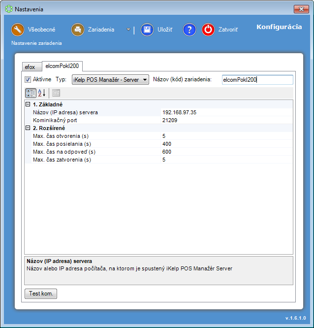 POS Manažér - zariadenie iKelp POS Manažér Server POS Manažér - zariadenie iKelp POS Manažér Server