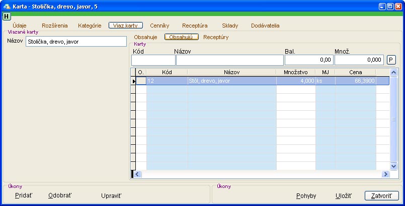 Skladová karta - viazané karty - obsahujú viazane_karty_obsahuju