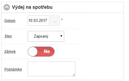 Údaje pro vyplnění na skladovém výdeji Údaje pro vyplnění na skladovém výdeji