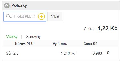 Seznam položek skladové výdejky Seznam položek skladové výdejky