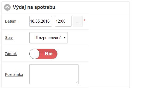 &Uacute;daje pre vyplnenie na skladovom v&yacute;daji