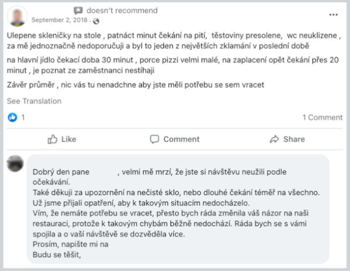 Recenzia a reakcia re&scaron;taur&aacute;cie