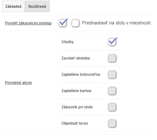 Nastavenie akci&iacute; na miestnosti.