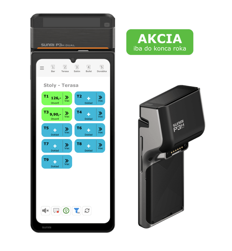 All-in-one P3H DUAL - mobilná pokladňa s dvoma displejmi