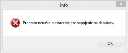 Jedalen: Program nenasiel nastavenie pre napojenie... Chybove hlasenie aplikacie iKelp Jedalen