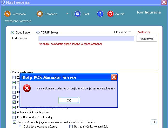 Hlásenie aplikácie pri pokuse o registrovanie služby Hlásenie aplikácie pri pokuse o registrovanie služby