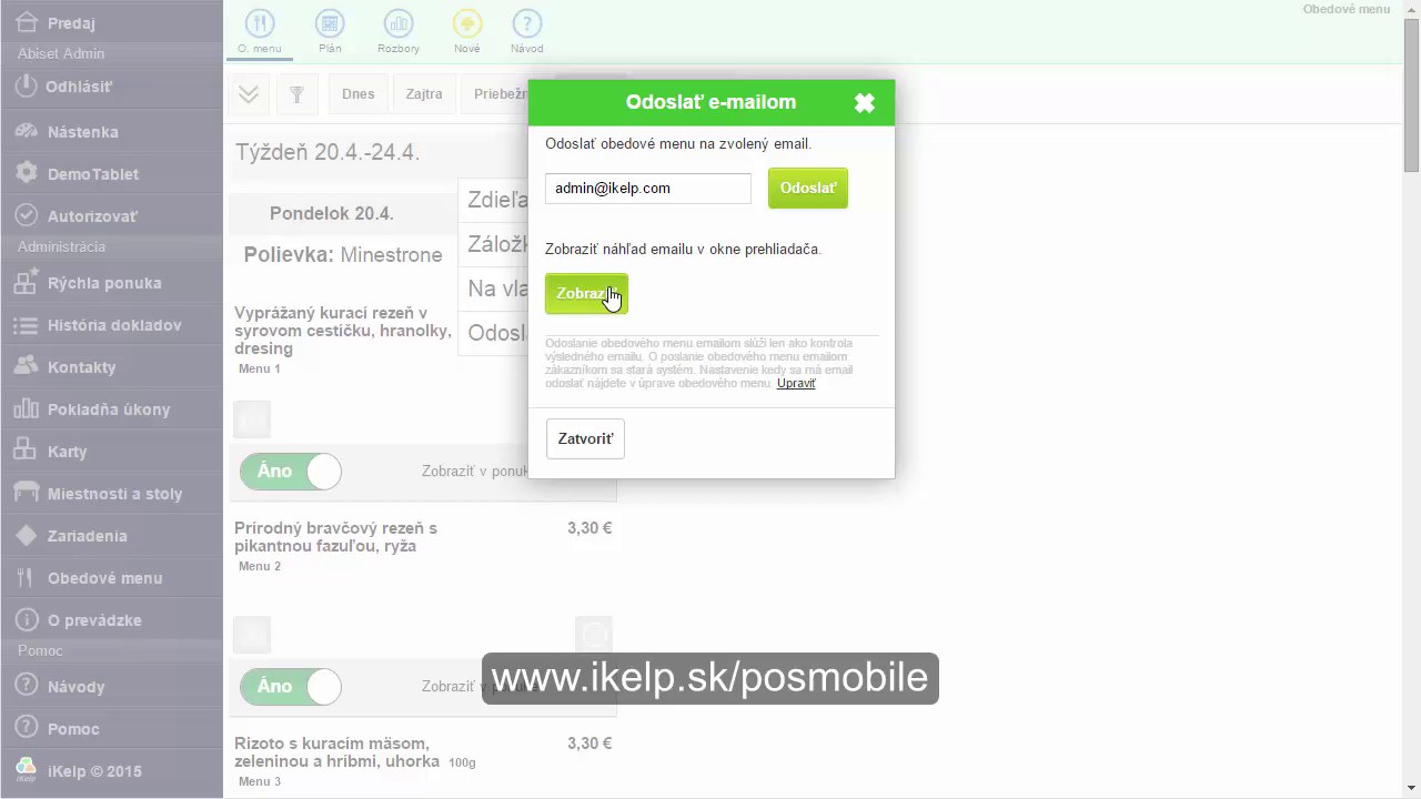 Z&aacute;verečn&aacute; obrazovka s adresou www.ikelp.sk/posmobile