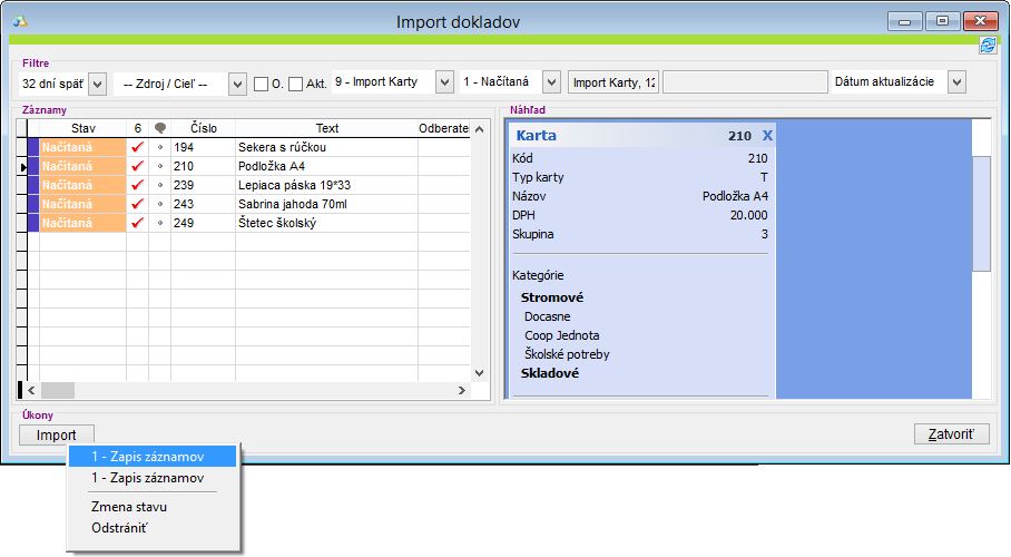 Import skladov&yacute;ch kariet do aplik&aacute;cie v r&aacute;mci aplik&aacute;cie iKelp Predajca.