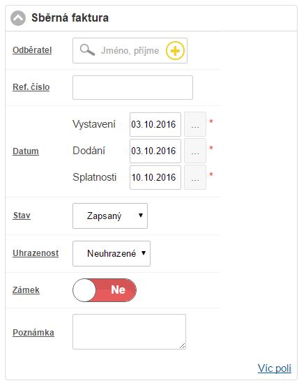 Nová Sběrná faktura Nová Sběrná faktura