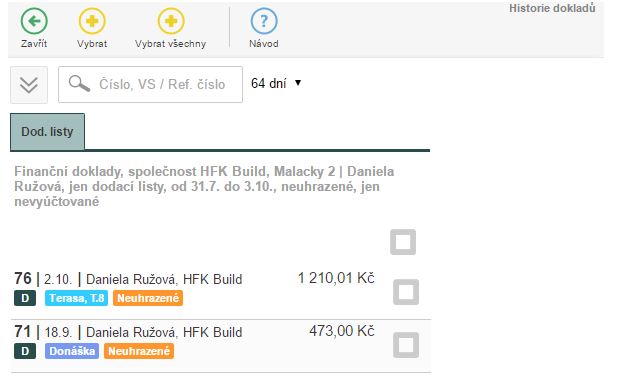 Možnost přidání dodacích listů na fakturu Možnost přidání dodacích listů na fakturu