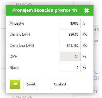 Přidání položky do dokladu Přidání položky do dokladu