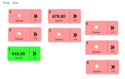 Náhled stolů v aplikaci. Náhled stolů v aplikaci.