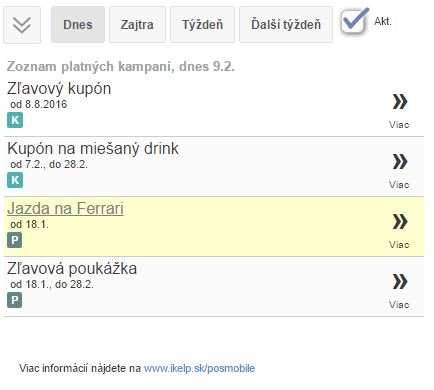Zoznam platných kampaní Zoznam platných kampaní