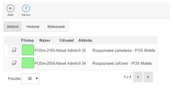 Seznam zařízení Seznam zařízení