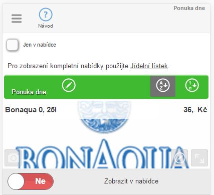 Zobrazení Ponuky dne v aplikaci Zobrazení Ponuky dne v aplikaci