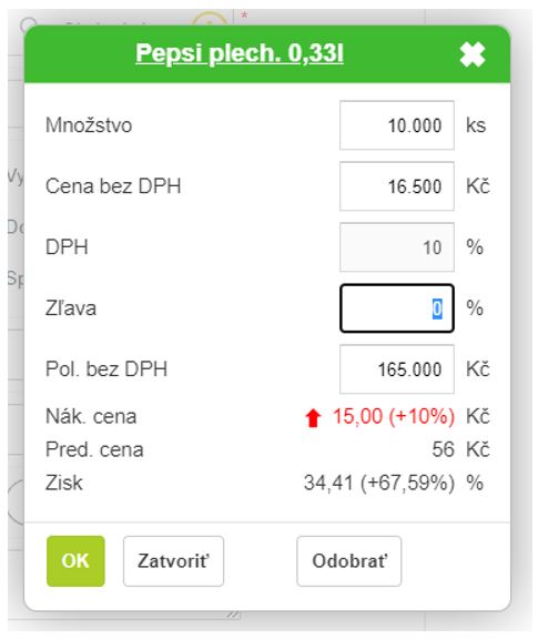 Příjem zboží - definování přijímaného množstvý a ceny