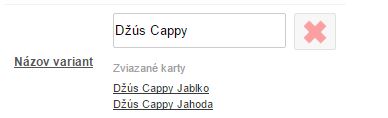 Karta so zviazanými variantami.
