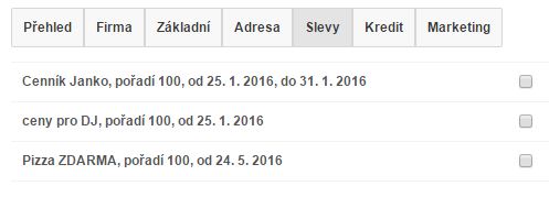 Záložka Slevy na kontaktu Záložka Slevy na kontaktu