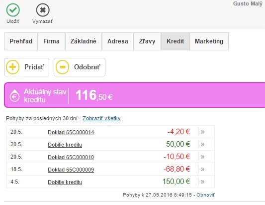 Záložka Kredit na kontakte a jeho prehľad Záložka Kredit na kontakte a jeho prehľad