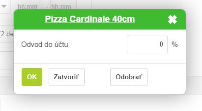 Formulár pre definovanie odvodu na položke Formulár pre definovanie odvodu na položke